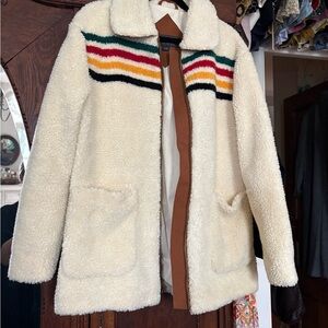 Pendleton Cream Teddy Jacket with Multicolor Stripes